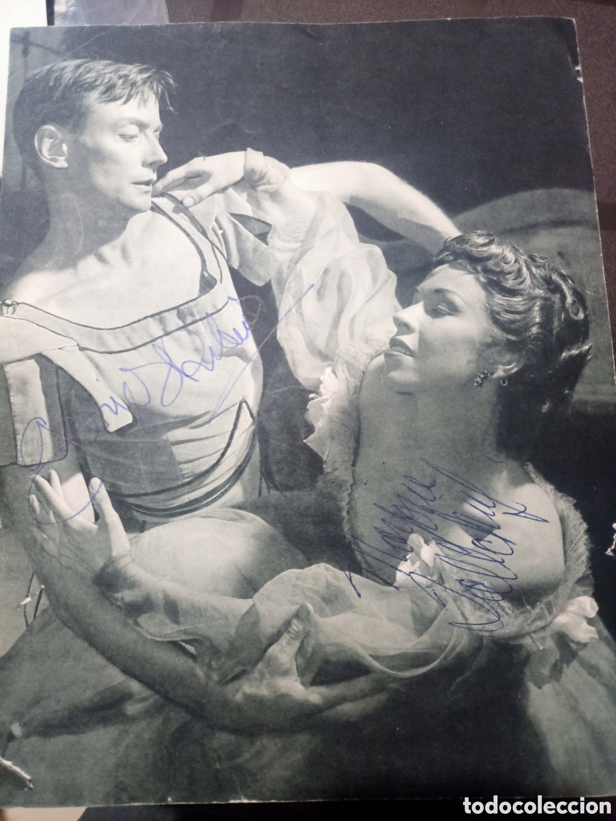 Aut&oacute;grafos antiguos de cantantes y m&uacute;sicos: Bailarines Marjorie Tallchief y George Skinine original de epoca