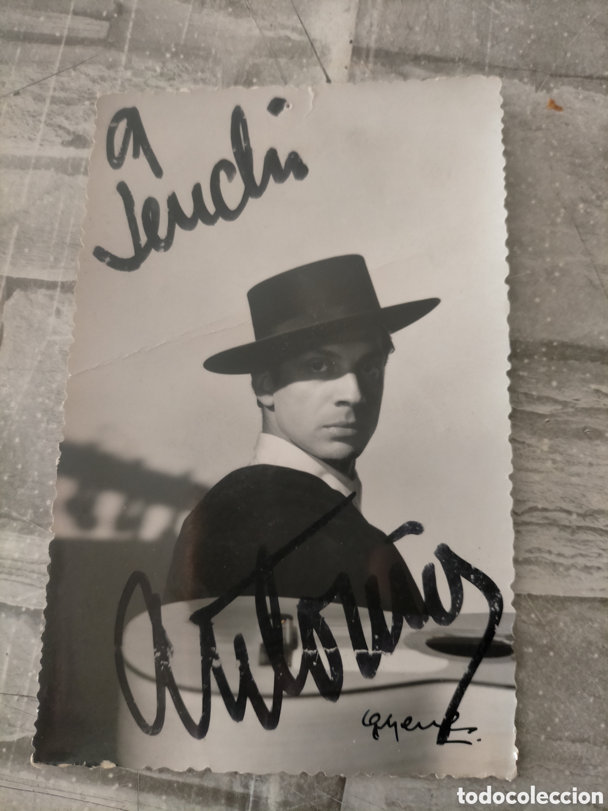 Aut&oacute;grafos antiguos de cantantes y m&uacute;sicos: Antonio el bailar&iacute;n autografo flamenco