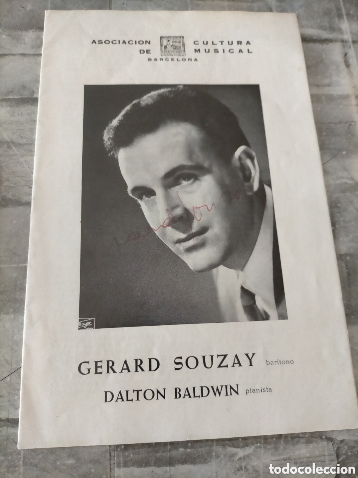 Aut&oacute;grafos antiguos de cantantes y m&uacute;sicos: Bar&iacute;tono Gerard souzay autografo