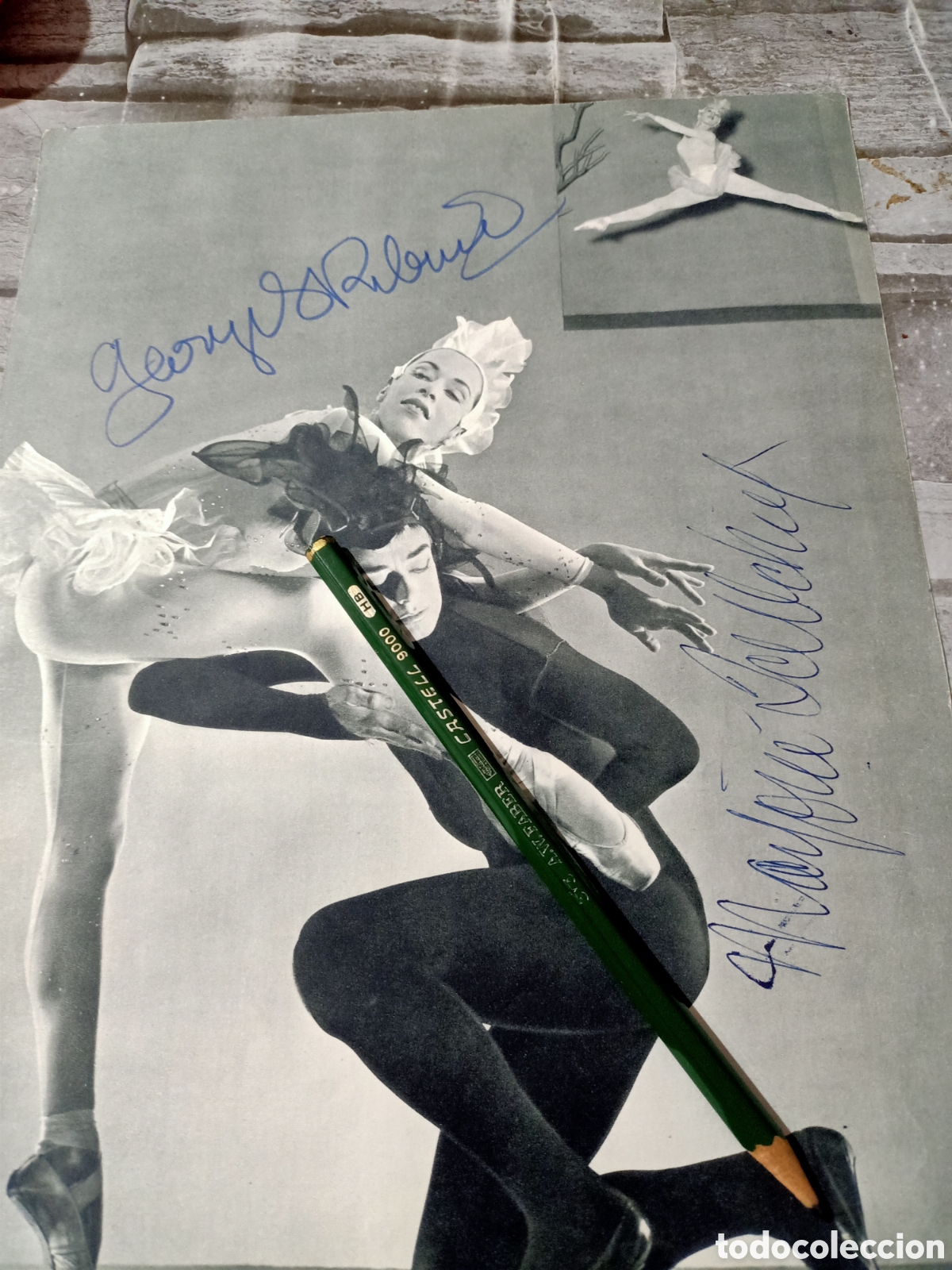 Aut&oacute;grafos antiguos de cantantes y m&uacute;sicos: Ballet cl&aacute;sico George Skinine y Marjorie Tallchief en la obra idilio firma de los dos bailarines