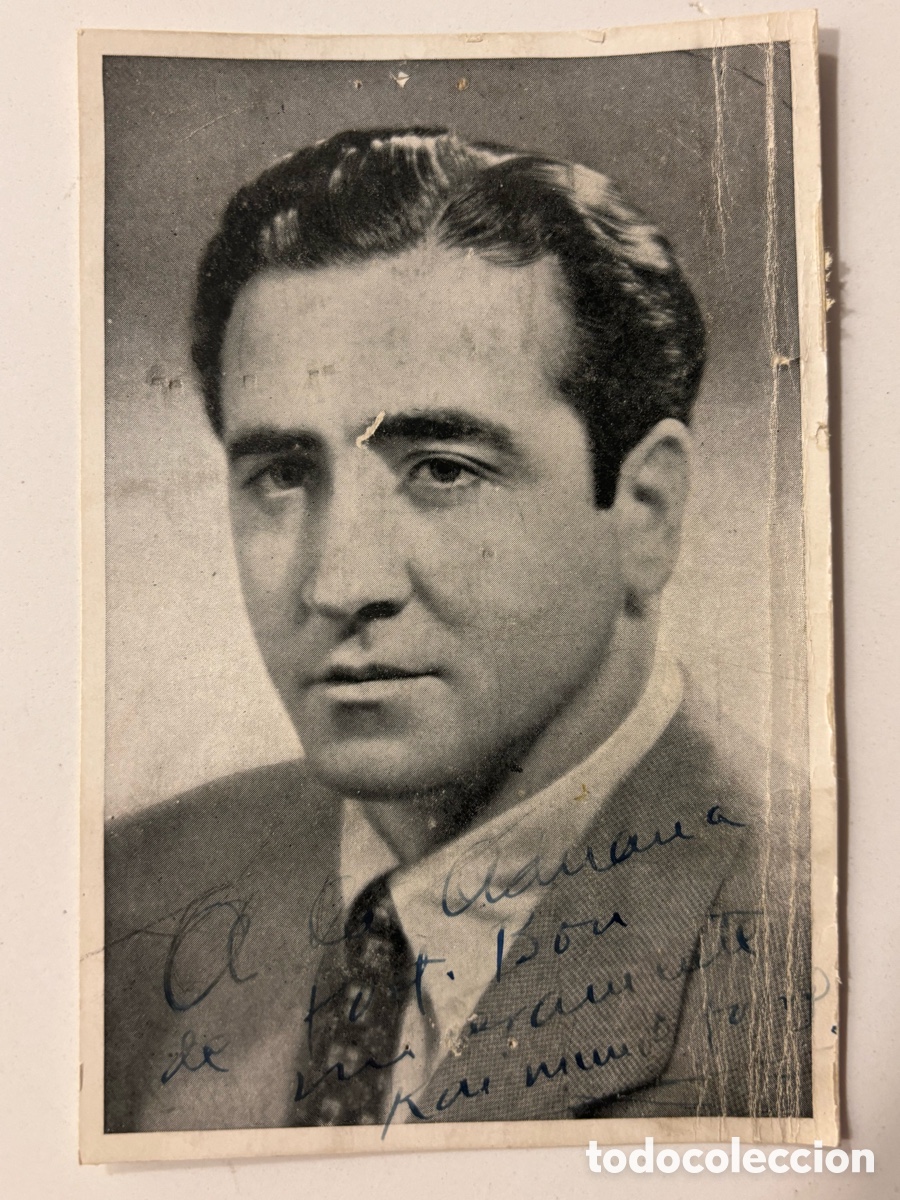 Aut&oacute;grafos antiguos de cantantes y m&uacute;sicos: Tarjeta con aut&oacute;grafo del bar&iacute;tono catal&aacute;n Raimundo Torres
