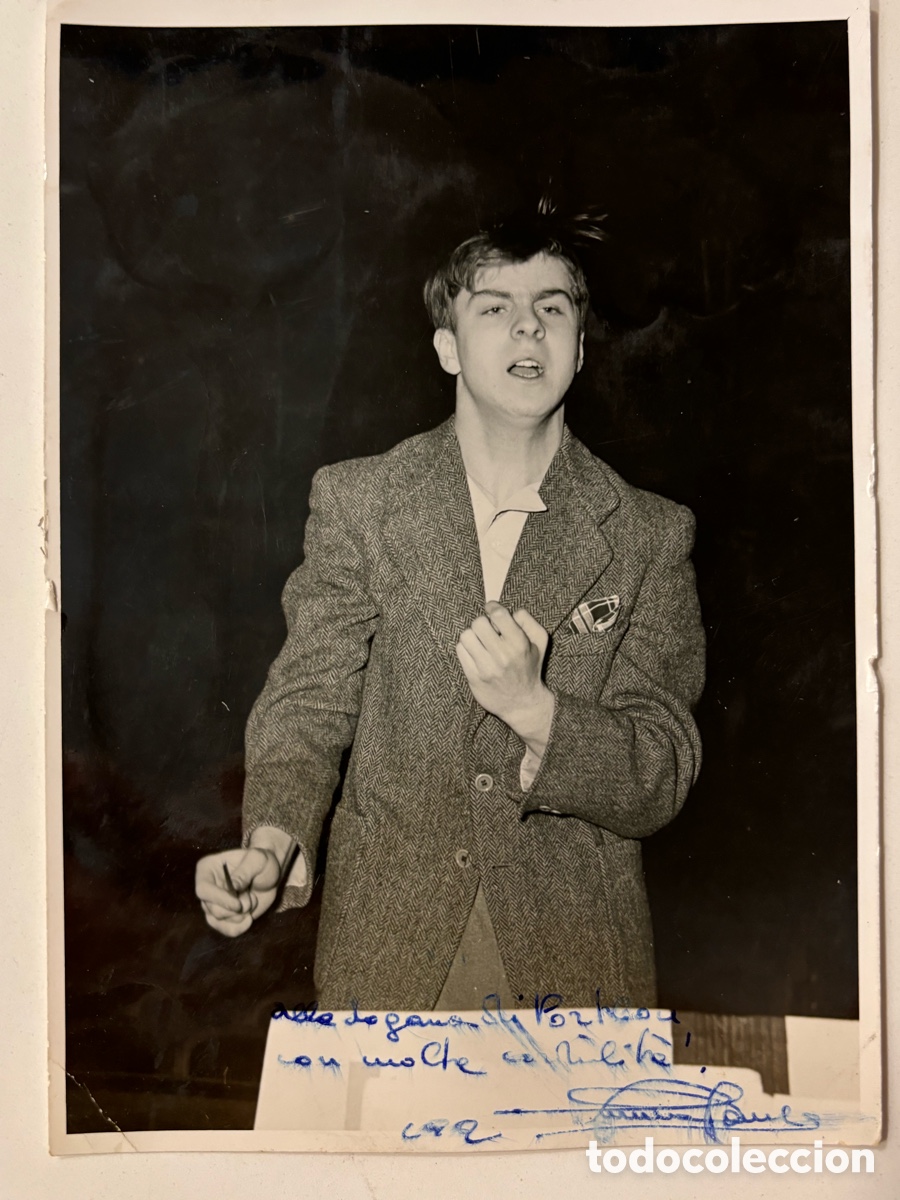 Aut&oacute;grafos antiguos de cantantes y m&uacute;sicos: Foto original con aut&oacute;grafo de cantante de &oacute;pera