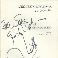 Autógrafos de Música : DEDICATORIA FIRMA DEDICADO ANDRÉ WATTS SOLISTA Y JOSÉ MARÍA CERVERA DIRECTOR. 1978. TEATRO REAL.. Lote 139609790