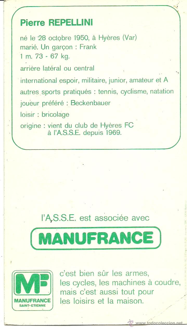 Coleccionismo deportivo: (F-702) AUTOGRAFO DE PIERRE REPELLINI,SAINT ETIENNE - Foto 2