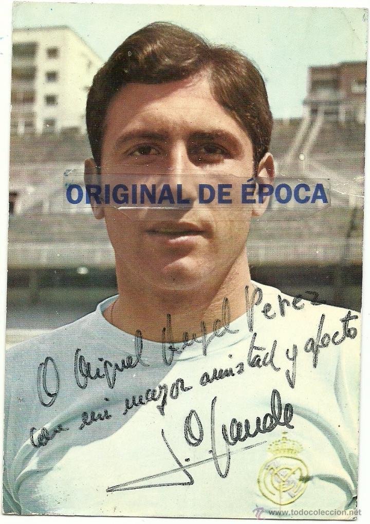 Coleccionismo deportivo: (f-1546)postal de grande del real madrid,dedicada - Foto 1