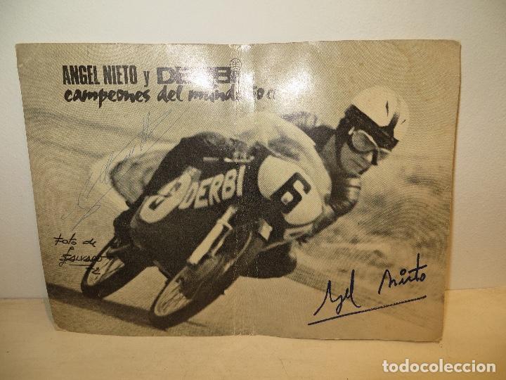 Sammelleidenschaft Sport: ANGEL NIETO FOTO POSTAL PUBLICIDAD FIRMADA POR EL Y EL FOTOGRAFO MUY RARA,BARATA