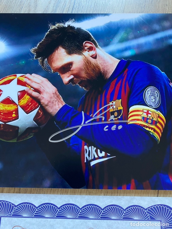 Sammelleidenschaft Sport: Leo Messi aut&oacute;grafo original signed + COA Barcelona Bar&ccedil;a 20x25