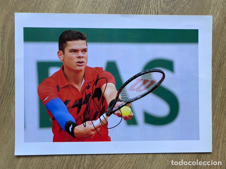 Sammelleidenschaft Sport: Foto original firmada por Milos Raonic medida A4