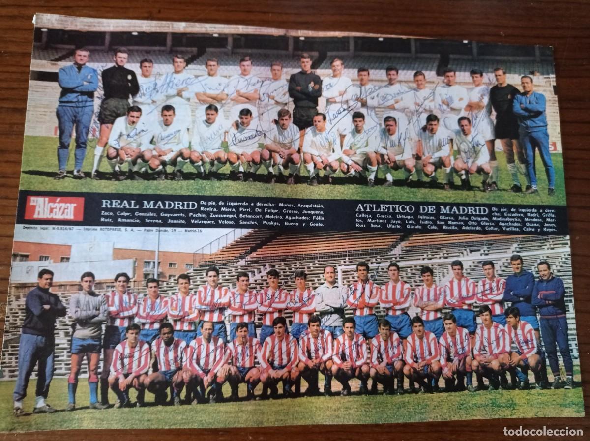 Sammelleidenschaft Sport: LAMINA 1966 REAL MADRID Y ATLETICO MADRID CON FIRMAS AUTOGRAFOS