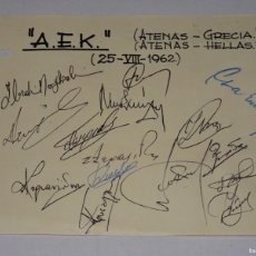 Coleccionismo deportivo: AEK ATENAS GRECIA - 25/VIII/ 1962 - AUTOGRAFOS ORIGINALES DE LA PLANTILLA, 13X16CM