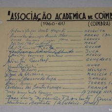 Coleccionismo deportivo: ASSOCIAÇAO ACADEMICA DE COIMBRA 1960 / 61 PORTUGAL - AUTOGRAFOS ORIGINALES DE LA PLANTILLA, 13X16CM