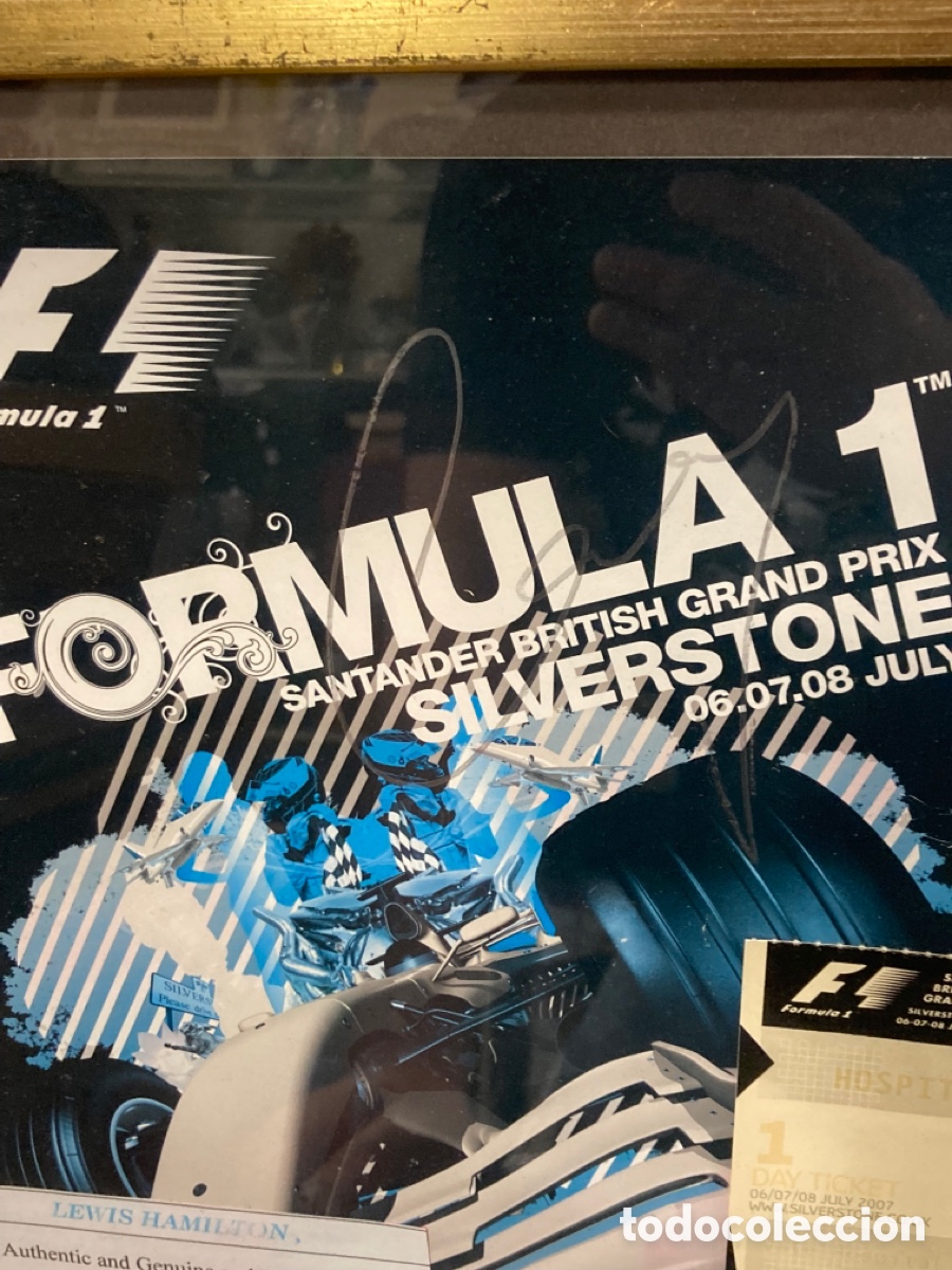 Coleccionismo deportivo: Cuadro con 2 aut&oacute;grafos de lewis hamilton, certificados - Foto 3