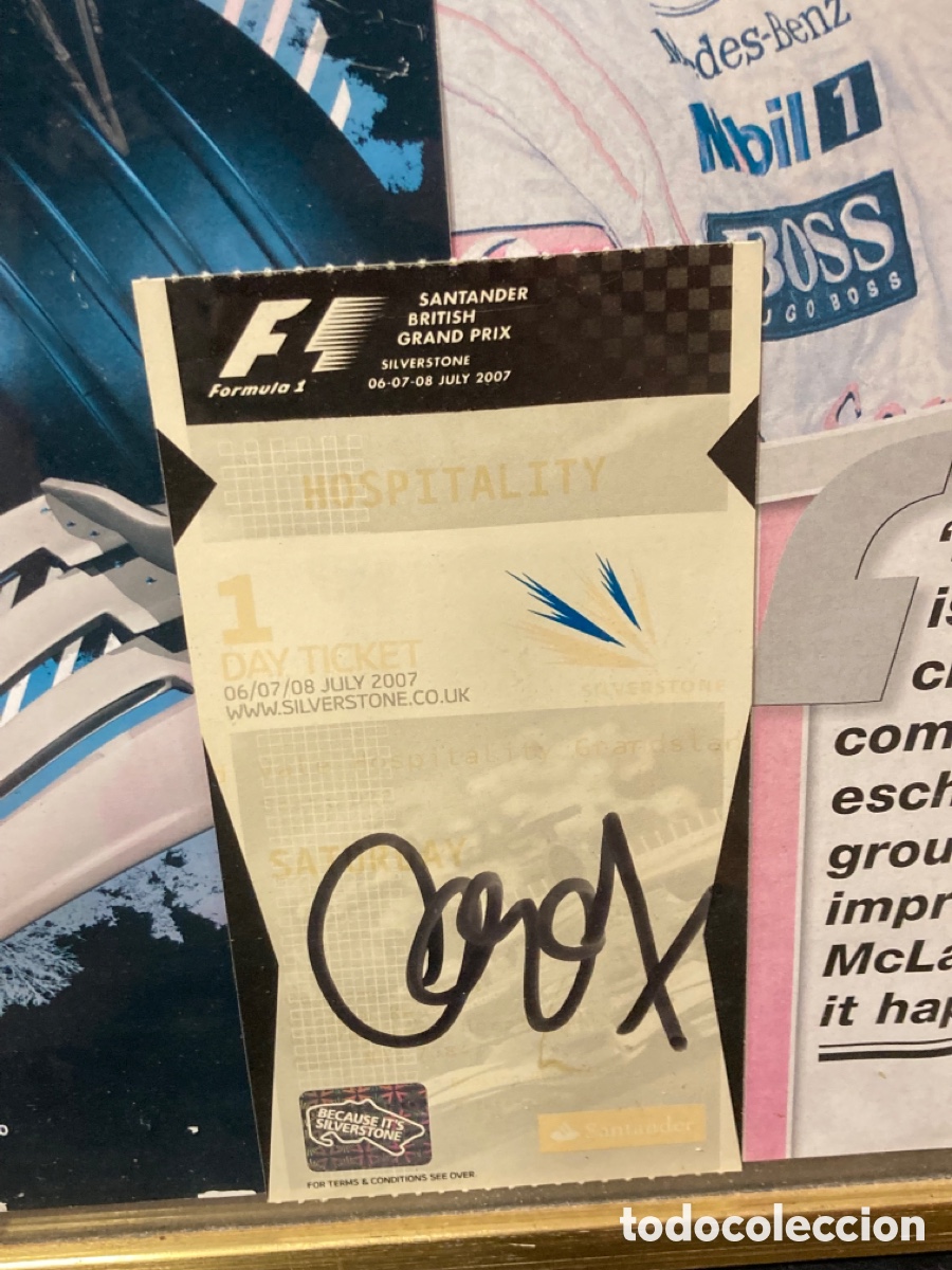 Coleccionismo deportivo: Cuadro con 2 aut&oacute;grafos de lewis hamilton, certificados - Foto 4