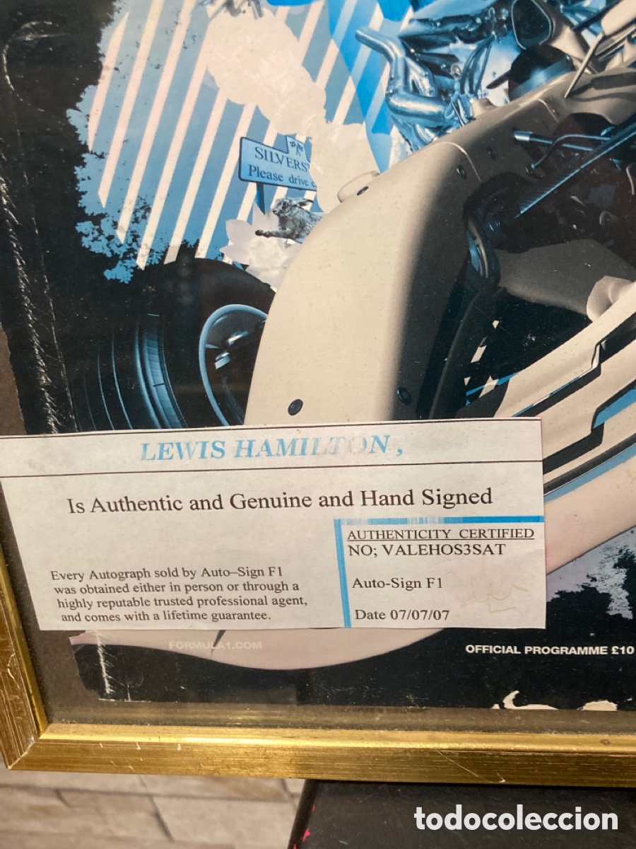 Coleccionismo deportivo: Cuadro con 2 aut&oacute;grafos de lewis hamilton, certificados - Foto 5