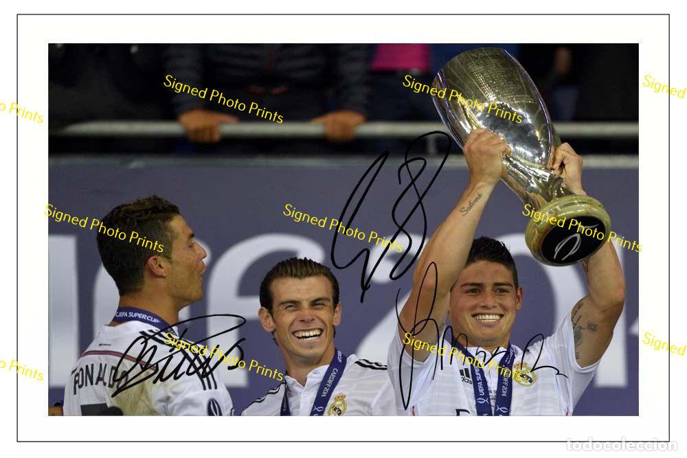Sammelleidenschaft Sport: James, Cristiano Ronaldo & Bale &rdquo;REAL MADRID&rdquo; - FOTO FIRMADA - FIRMA IMPRESA - ENV&Iacute;O GRATIS