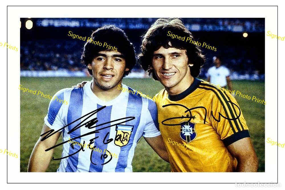 Sammelleidenschaft Sport: Maradona & Zico - FOTO FIRMADA - FIRMA IMPRESA - ENV&Iacute;O GRATIS