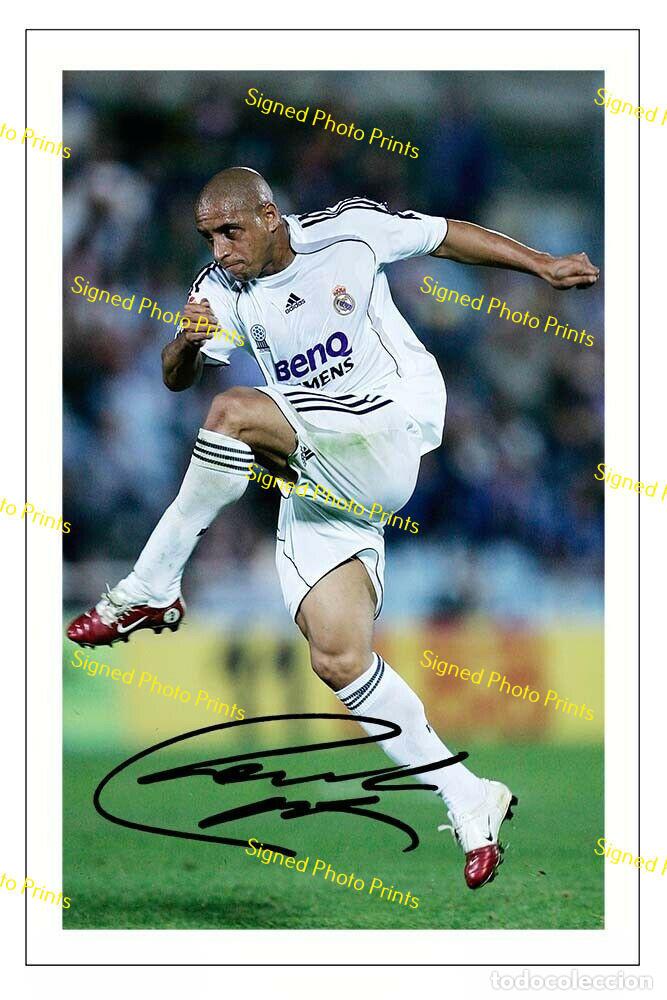 Sammelleidenschaft Sport: Roberto Carlos &rdquo;REAL MADRID&rdquo; - FOTO FIRMADA - FIRMA IMPRESA - ENV&Iacute;O GRATIS