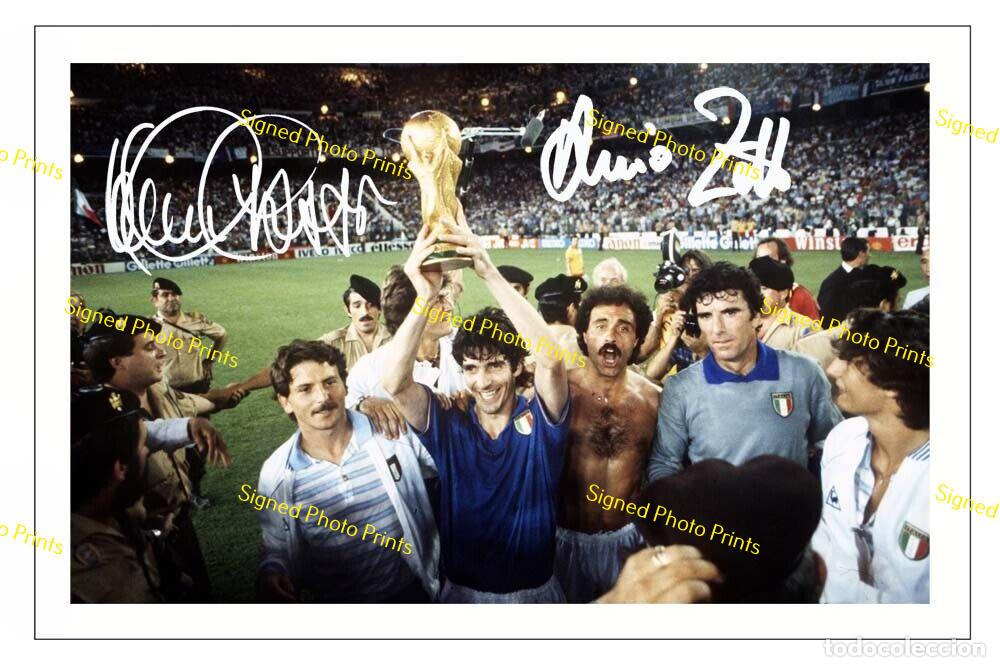 Sammelleidenschaft Sport: PAOLO ROSSI & DINO ZOFF &rdquo;ITALIA MUNDIAL 1982&rdquo; - FOTO FIRMADA - FIRMA IMPRESA - ENV&Iacute;O GRATIS