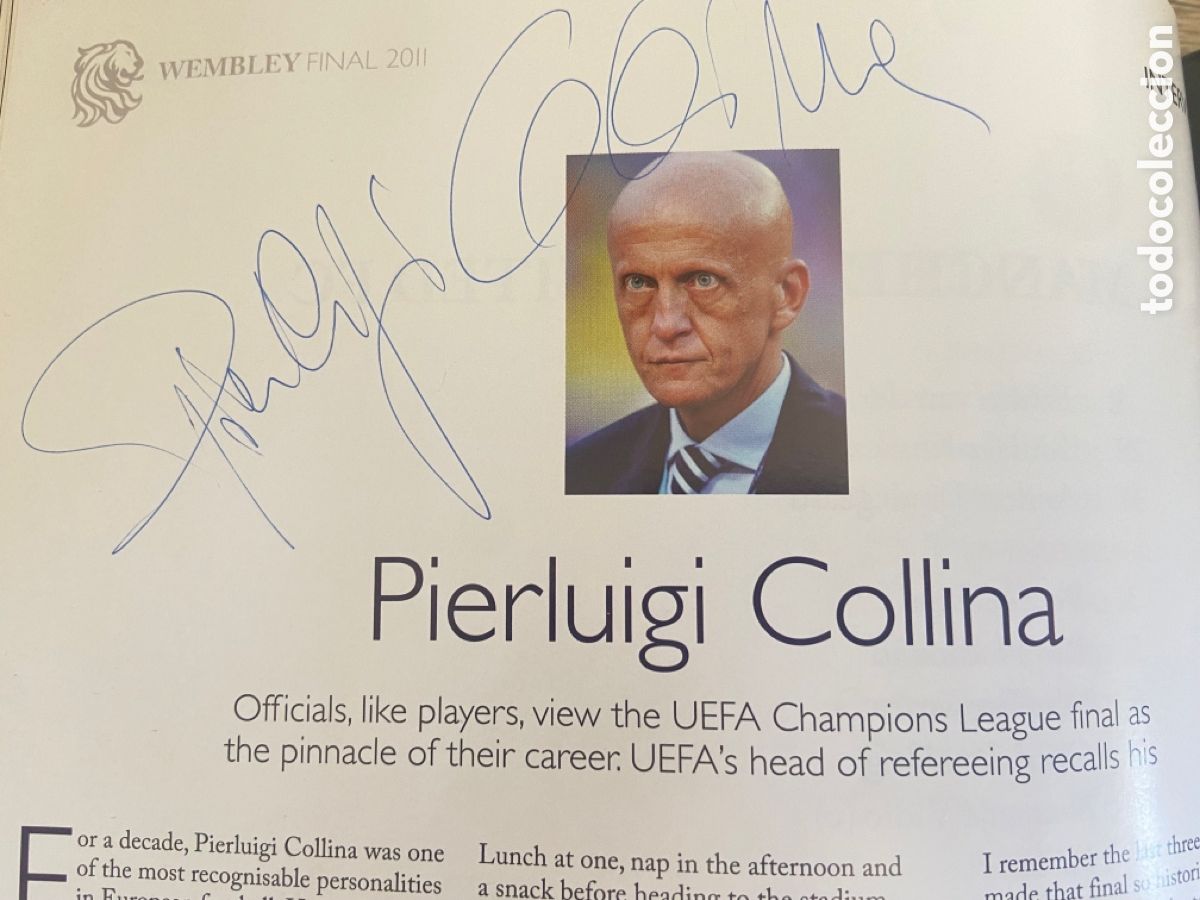 Sammelleidenschaft Sport: PROGRAMA OFICIAL FINAL UEFA CHAMPIONS 2011 BARCELONA MANCHESTER UNITED AUTOGRAFO PIERLUIGI COLLINA