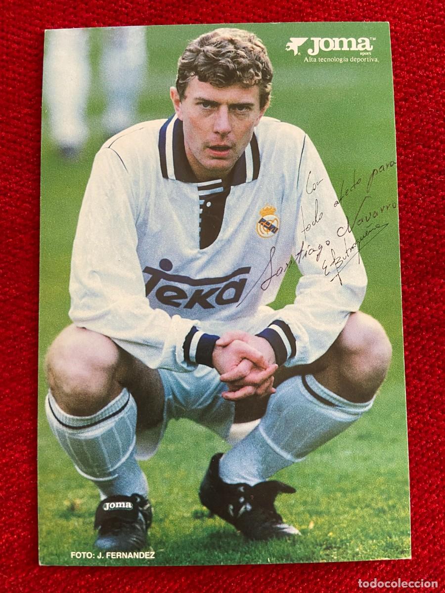 Sammelleidenschaft Sport: R24172 FOTO FOTOGRAFIA POSTAL EMILIO BUTRAGUE&Ntilde;O EL BUITRE REAL MADRID FIRMA AUTOGRAFO JOMA
