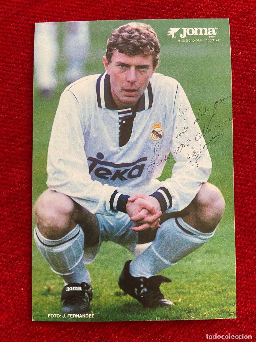 Sammelleidenschaft Sport: R24173 FOTO FOTOGRAFIA POSTAL EMILIO BUTRAGUE&Ntilde;O EL BUITRE REAL MADRID FIRMA AUTOGRAFO JOMA