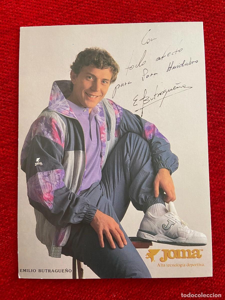 Sammelleidenschaft Sport: R24175 FOTO FOTOGRAFIA POSTAL EMILIO BUTRAGUE&Ntilde;O EL BUITRE REAL MADRID FIRMA AUTOGRAFO JOMA