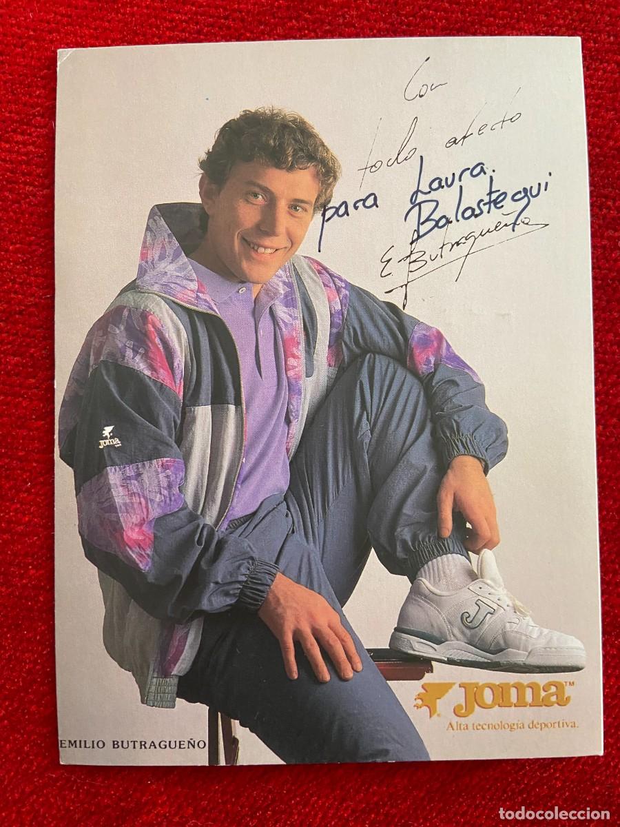 Sammelleidenschaft Sport: R24179 FOTO FOTOGRAFIA POSTAL EMILIO BUTRAGUE&Ntilde;O EL BUITRE REAL MADRID FIRMA AUTOGRAFO JOMA