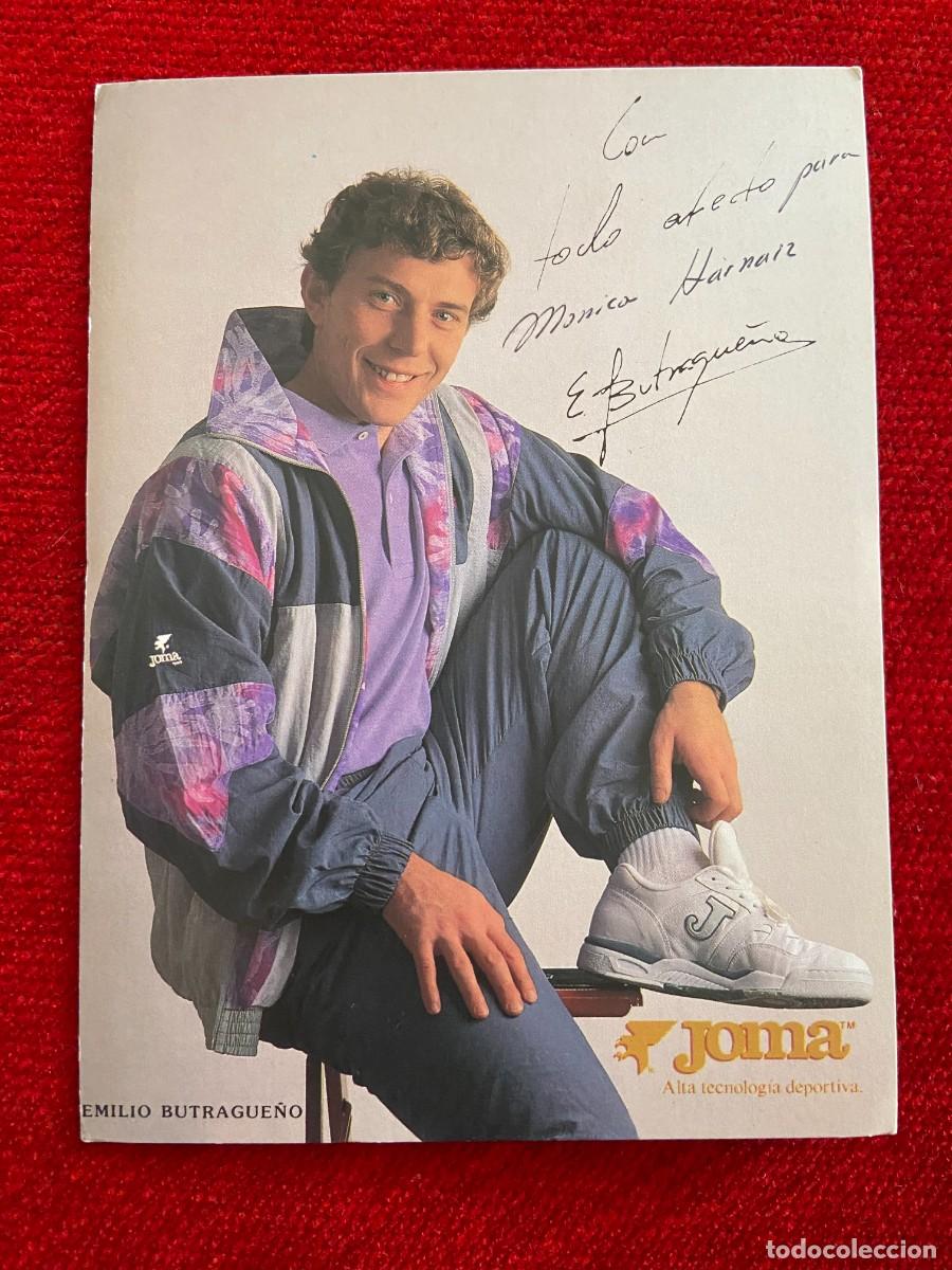 Sammelleidenschaft Sport: R24181 FOTO FOTOGRAFIA POSTAL EMILIO BUTRAGUE&Ntilde;O EL BUITRE REAL MADRID FIRMA AUTOGRAFO JOMA