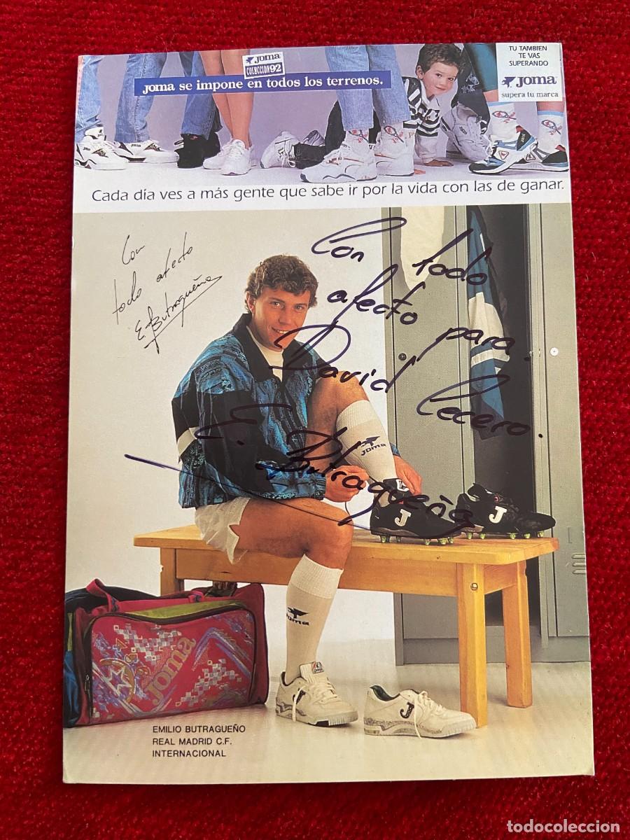 Sammelleidenschaft Sport: R24185 FOTO FOTOGRAFIA POSTAL EMILIO BUTRAGUE&Ntilde;O EL BUITRE REAL MADRID FIRMA AUTOGRAFO JOMA