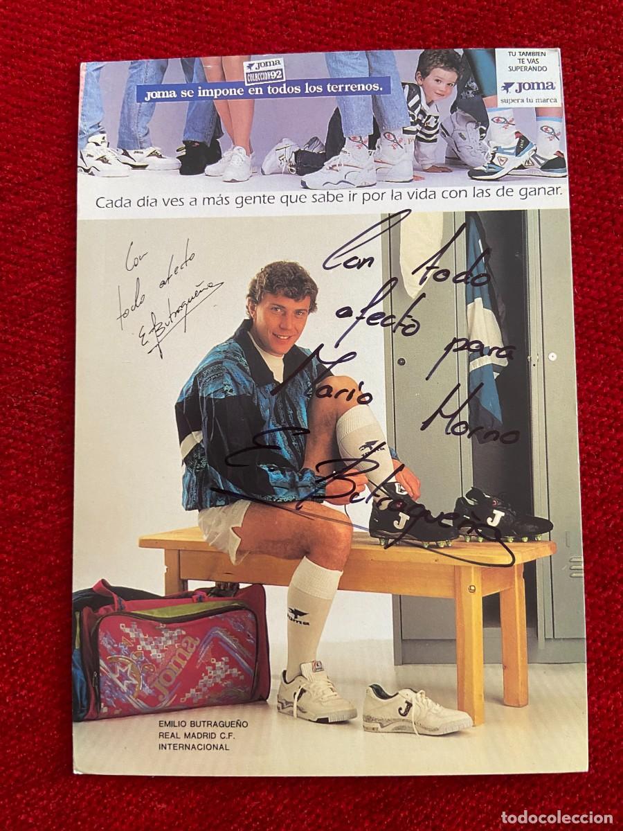 Sammelleidenschaft Sport: R24187 FOTO FOTOGRAFIA POSTAL EMILIO BUTRAGUE&Ntilde;O EL BUITRE REAL MADRID FIRMA AUTOGRAFO JOMA