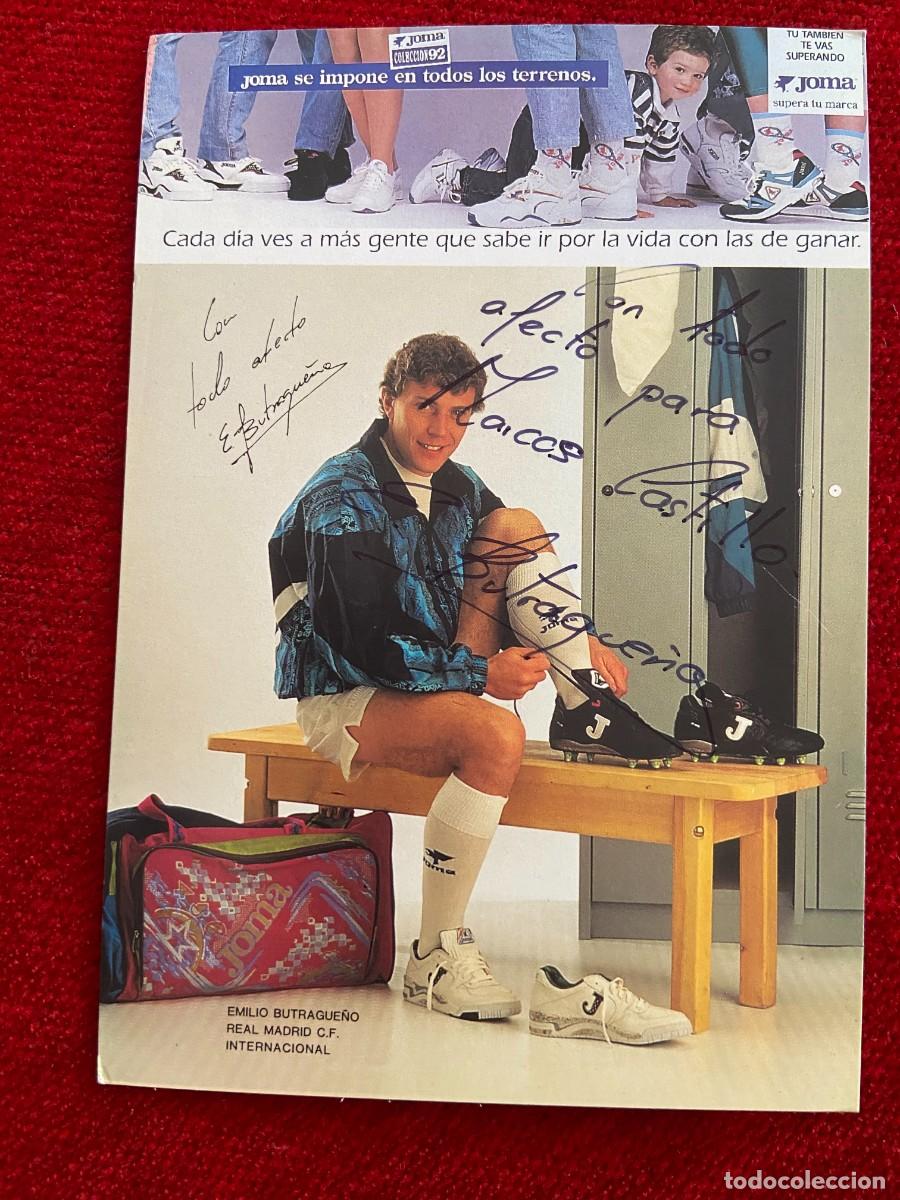 Sammelleidenschaft Sport: R24188 FOTO FOTOGRAFIA POSTAL EMILIO BUTRAGUE&Ntilde;O EL BUITRE REAL MADRID FIRMA AUTOGRAFO JOMA