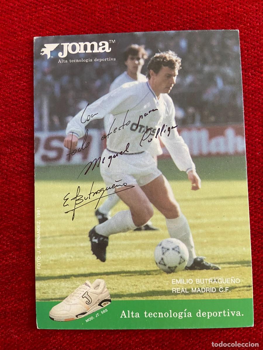 Sammelleidenschaft Sport: R24190 FOTO FOTOGRAFIA POSTAL EMILIO BUTRAGUE&Ntilde;O EL BUITRE REAL MADRID FIRMA AUTOGRAFO JOMA