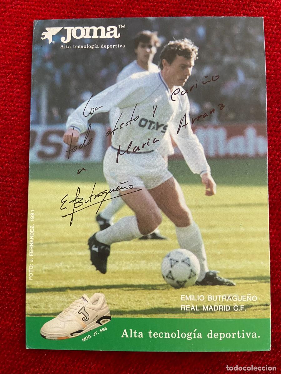 Sammelleidenschaft Sport: R24193 FOTO FOTOGRAFIA POSTAL EMILIO BUTRAGUE&Ntilde;O EL BUITRE REAL MADRID FIRMA AUTOGRAFO JOMA