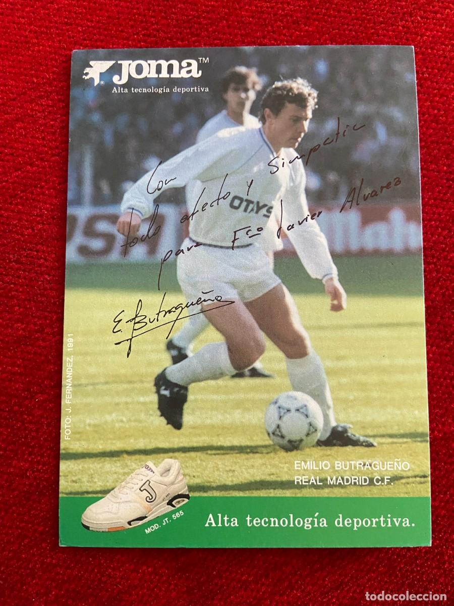Sammelleidenschaft Sport: R24199 FOTO FOTOGRAFIA POSTAL EMILIO BUTRAGUE&Ntilde;O EL BUITRE REAL MADRID FIRMA AUTOGRAFO JOMA