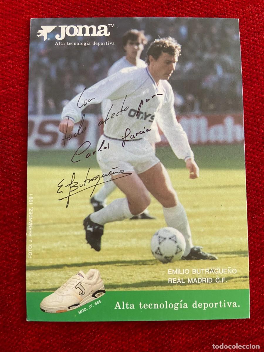 Sammelleidenschaft Sport: R24200 FOTO FOTOGRAFIA POSTAL EMILIO BUTRAGUE&Ntilde;O EL BUITRE REAL MADRID FIRMA AUTOGRAFO JOMA