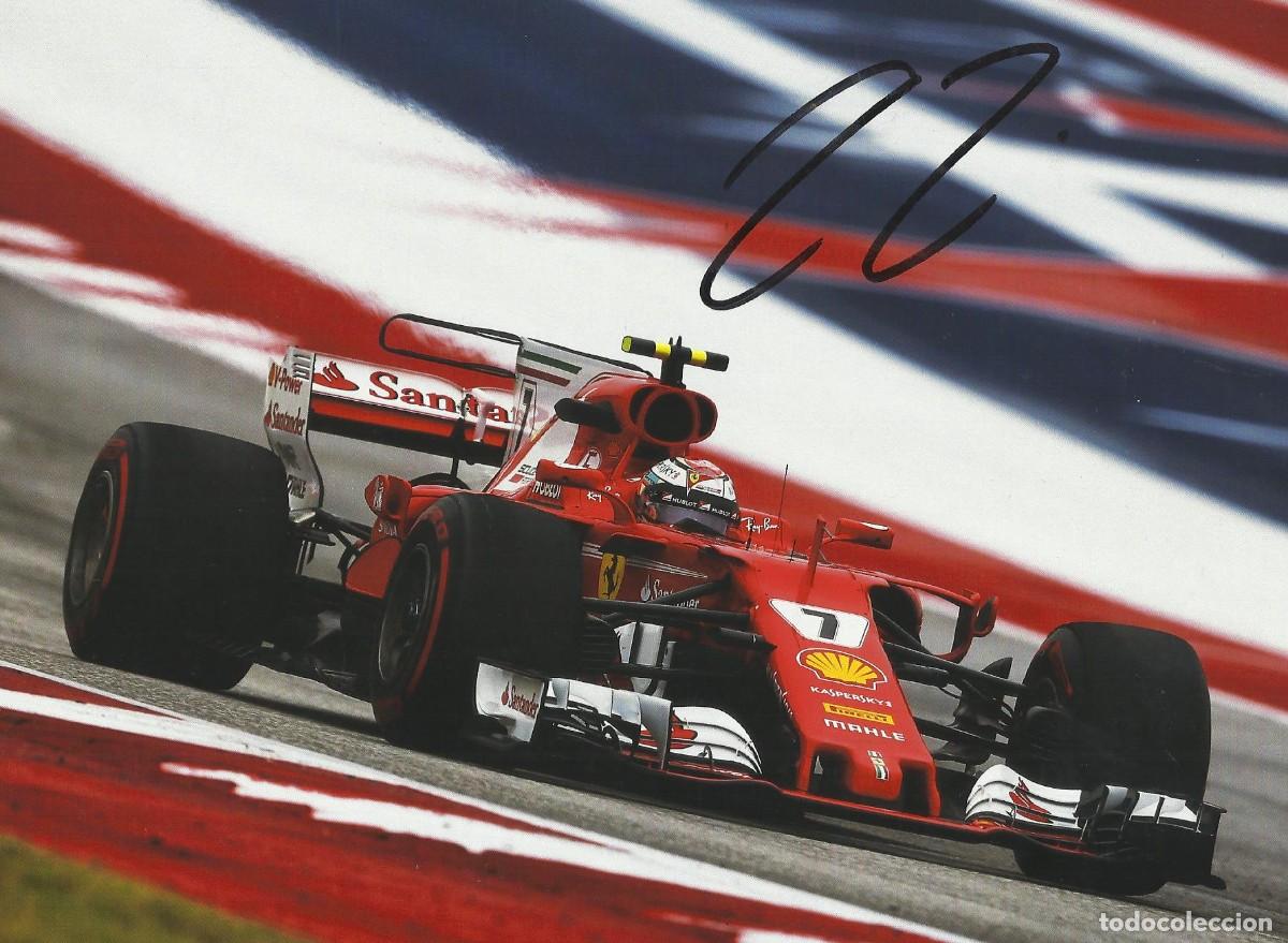 Coleccionismo deportivo: Kimi Raikkonen. Aut&oacute;grafo, firma. Ferrari F&oacute;rmula 1. Automovilismo. Autograph. Fotograf&iacute;a. 20x29 cm.
