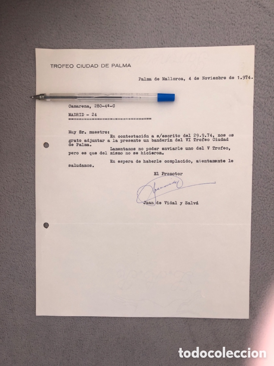 Coleccionismo deportivo: Documento del RCD Mallorca 1974 - Foto 1