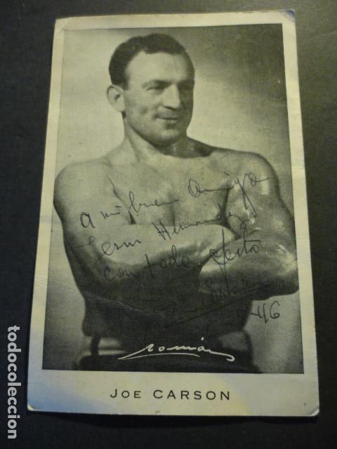Coleccionismo deportivo: JOE CARSON BOXEADOR TARJETA CON AUTOGRAFO 1946 - Foto 1