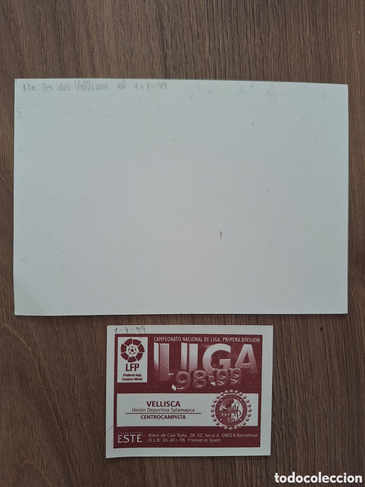Coleccionismo deportivo: MARTIN VELLISCA, Postal y cromo con autografo (1999) - Foto 2