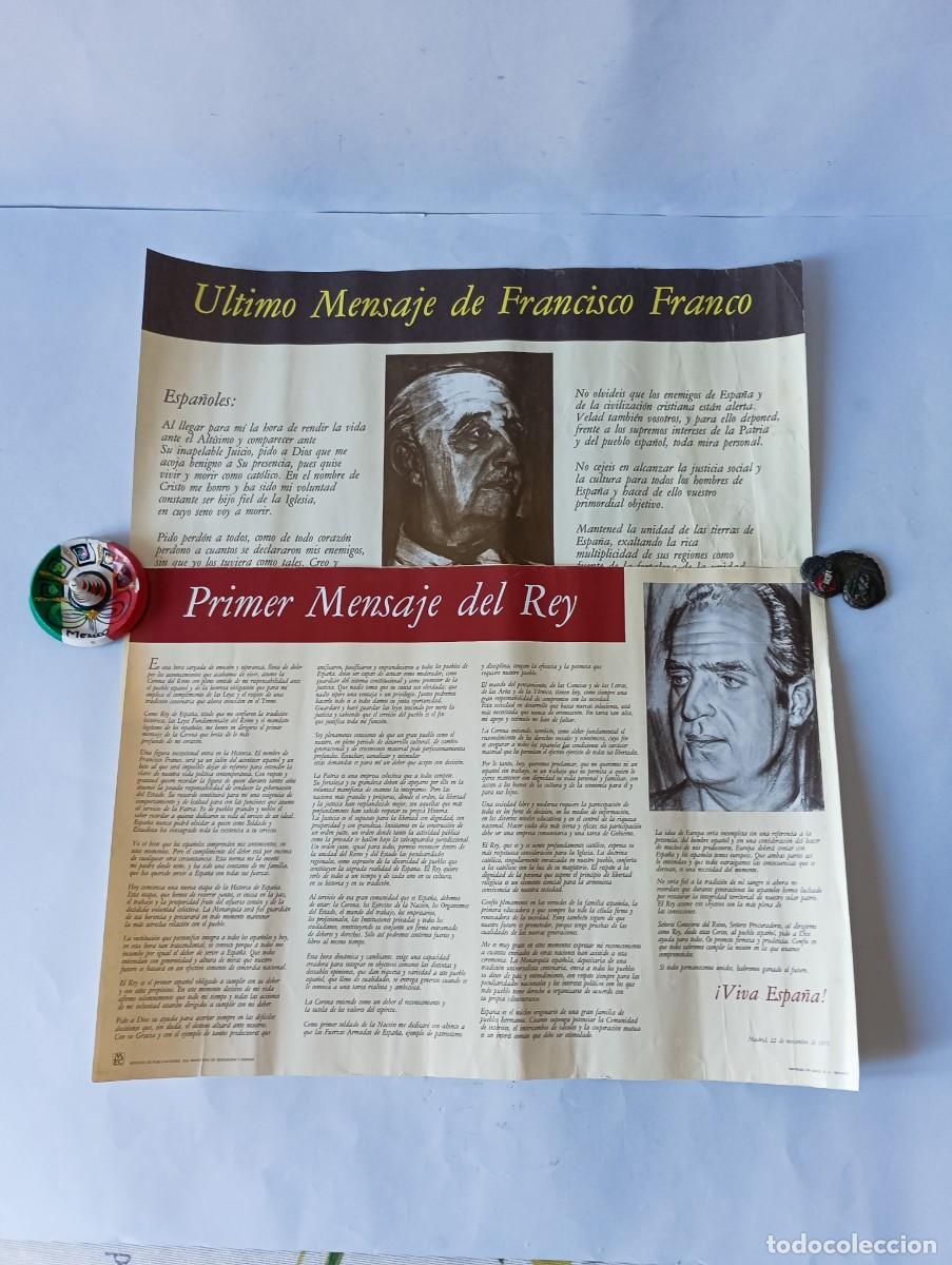Coleccionismo deportivo: ULTIMO DESCURSO DE FRANCO Y 1&ordm; DEL REY. - Foto 2