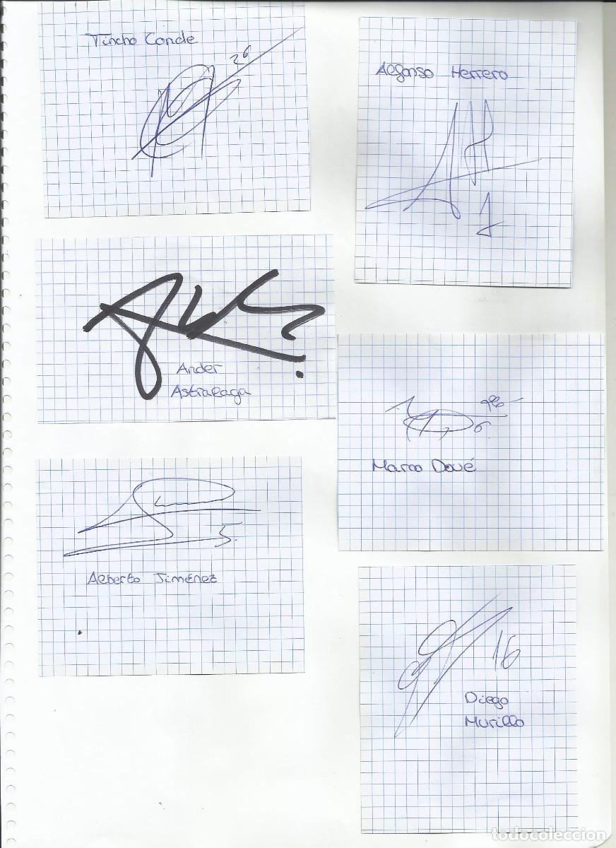 Sammelleidenschaft Sport: M&aacute;laga y Castell&oacute;n C. F. 12 firmas hoja papel. Rotulador. Originales. Jugadores de F&uacute;tbol. 32x22 cm.