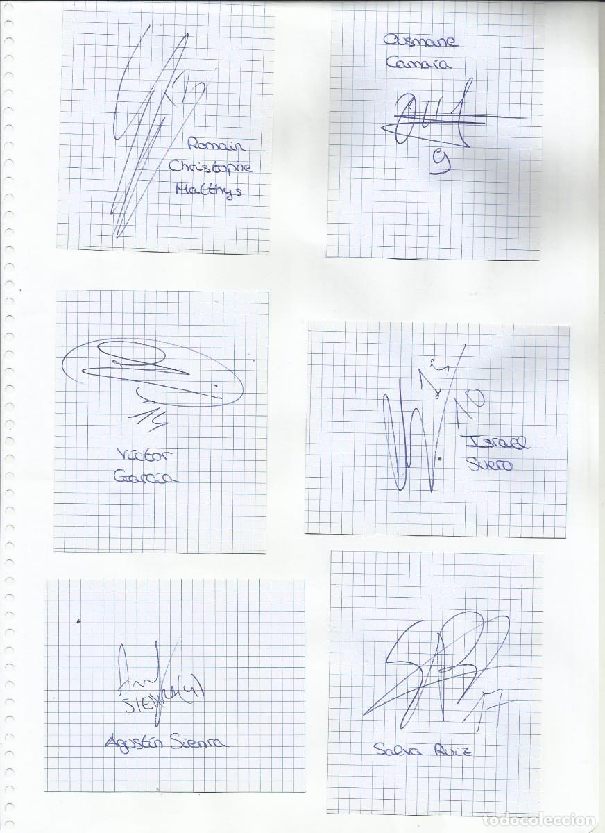 Sammelleidenschaft Sport: Levante y Castell&oacute;n. 12 firmas hoja papel. Rotulador. Originales. Jugadores de F&uacute;tbol. 32x22 cm.