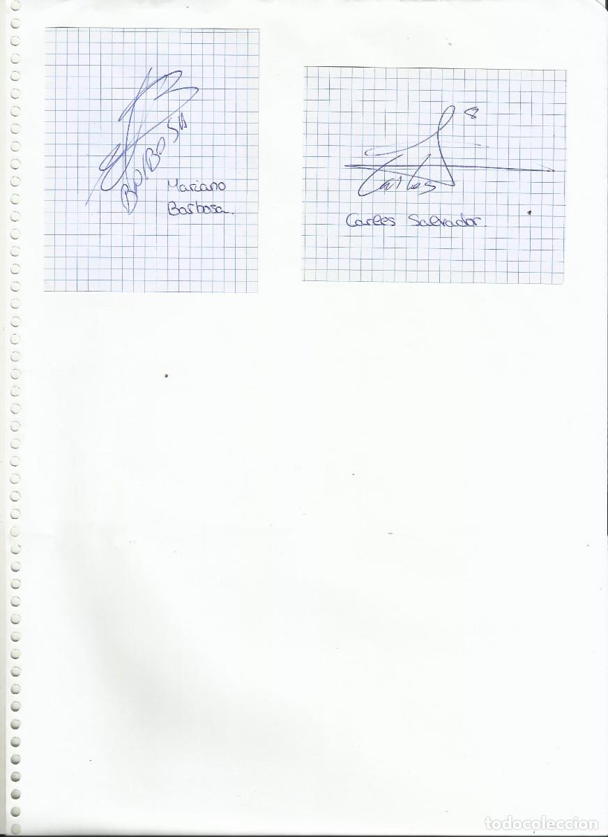 Sammelleidenschaft Sport: Villarreal y Castell&oacute;n. 2 firmas hoja papel. Rotulador. Originales. Jugadores de F&uacute;tbol. 32x22 cm.
