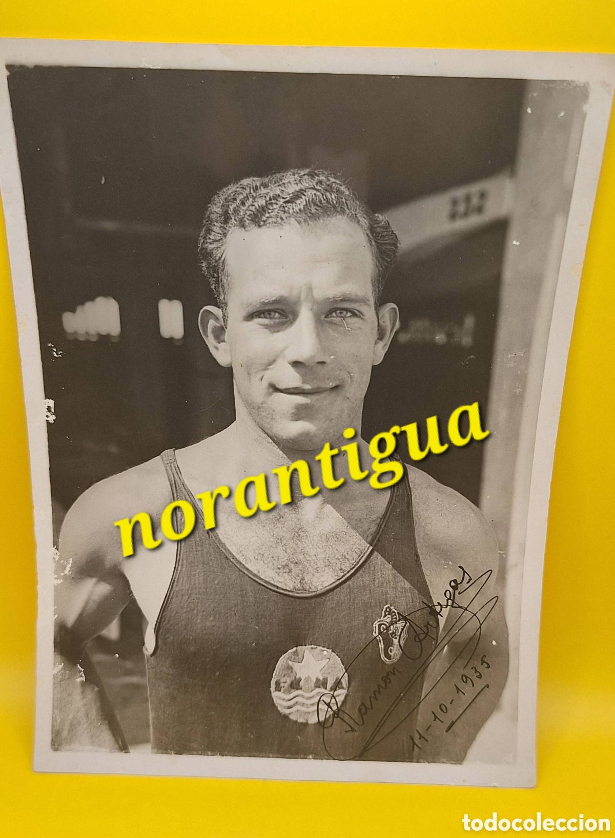 Coleccionismo deportivo: Fotograf&iacute;a Firmada Ram&oacute;n Artigas - Nadador Nataci&oacute;n - Barcelona 1908 - Caracas Venezuela 1995 -