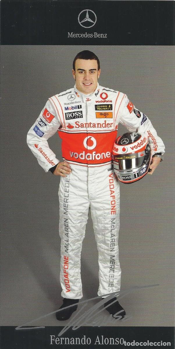 Coleccionismo deportivo: Fernando Alonso. Mercedes Benz. Postal promocional con firma serigrafiada o impresa. 2007.