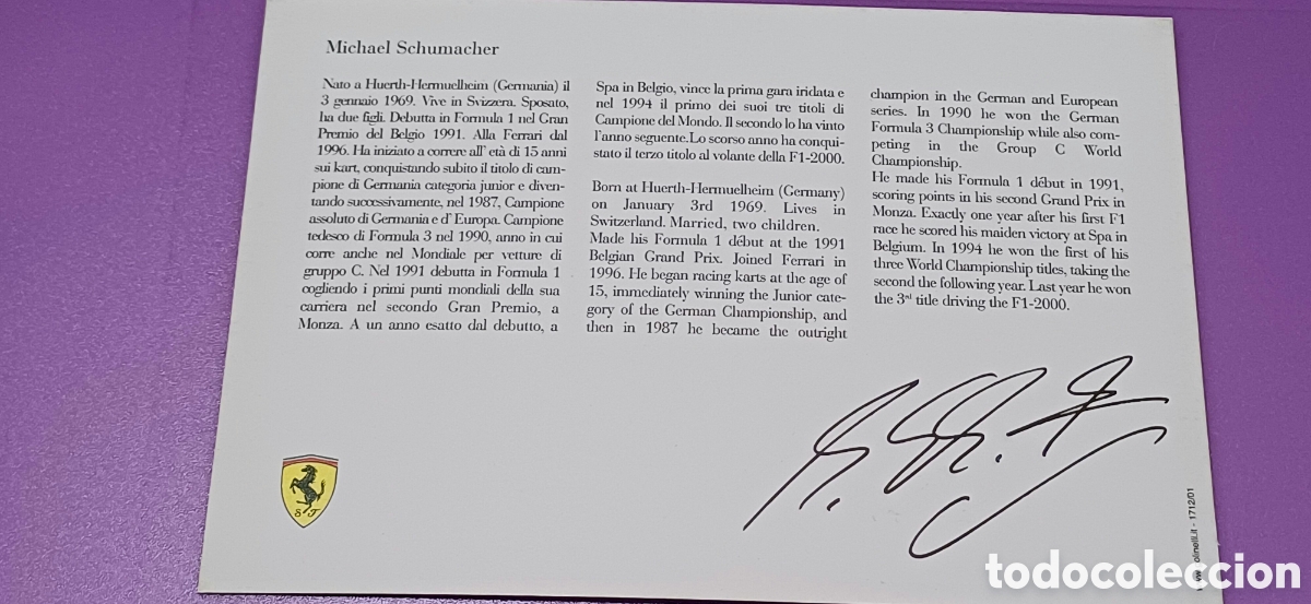 Coleccionismo deportivo: Michael Schumacher aut&oacute;grafo - Foto 3