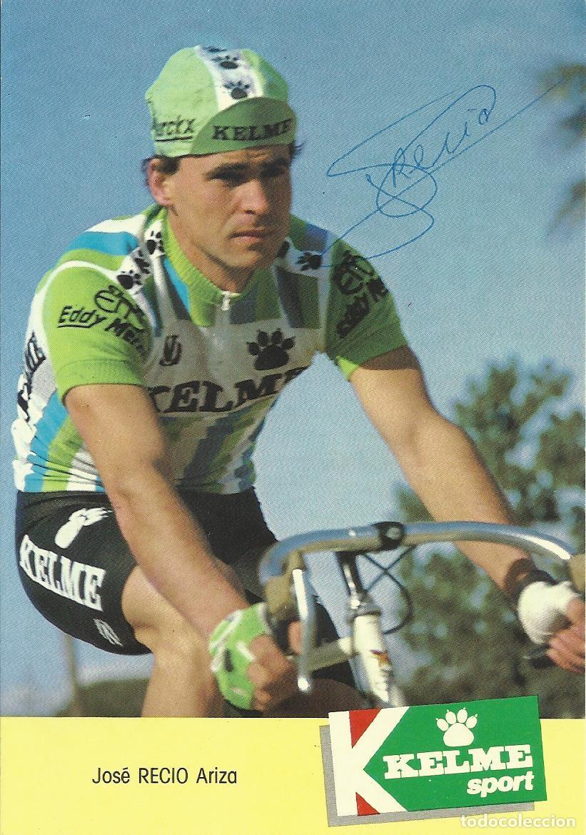 Coleccionismo deportivo: Jos&eacute; Recio Ariza. Postal promocional firmada. Kelme Sport. 1986. Ciclismo. Ciclista. 15x10 cm.