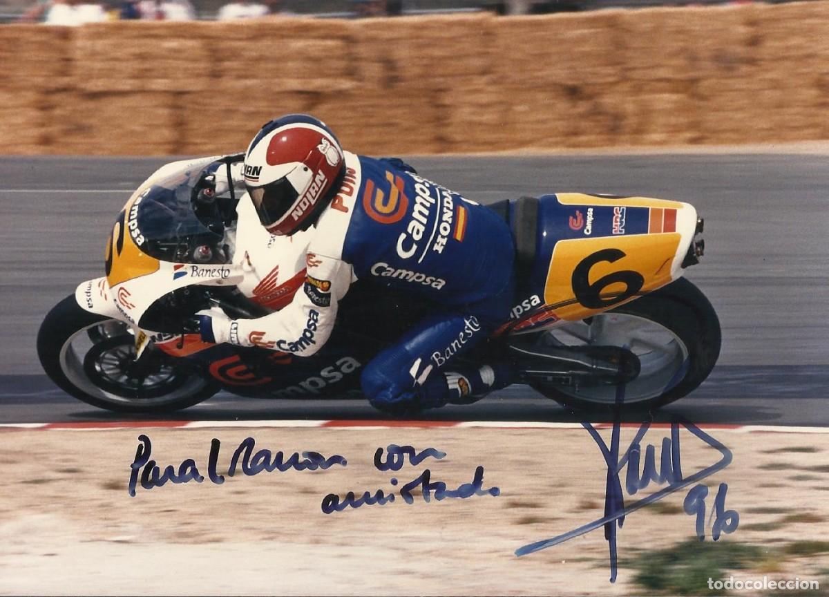 Coleccionismo deportivo: Sito Pons. Fotograf&iacute;a firmada y dedicada. Motociclismo. 1996. 12,5x18 cm. Papel Kodak.