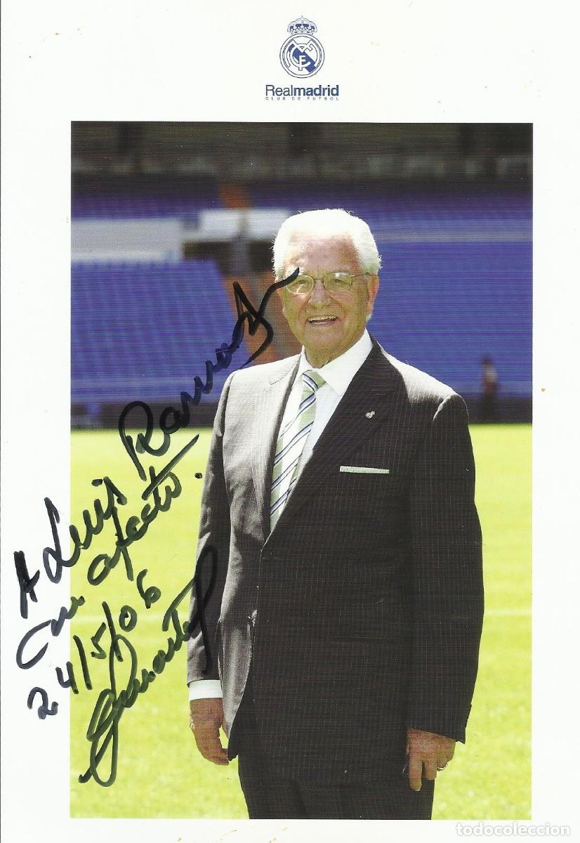 Coleccionismo deportivo: Luis G&oacute;mez-Montejano. Presidente Real Madrid. Fotograf&iacute;a firmada y dedicada. 2006. 20x16 cm.