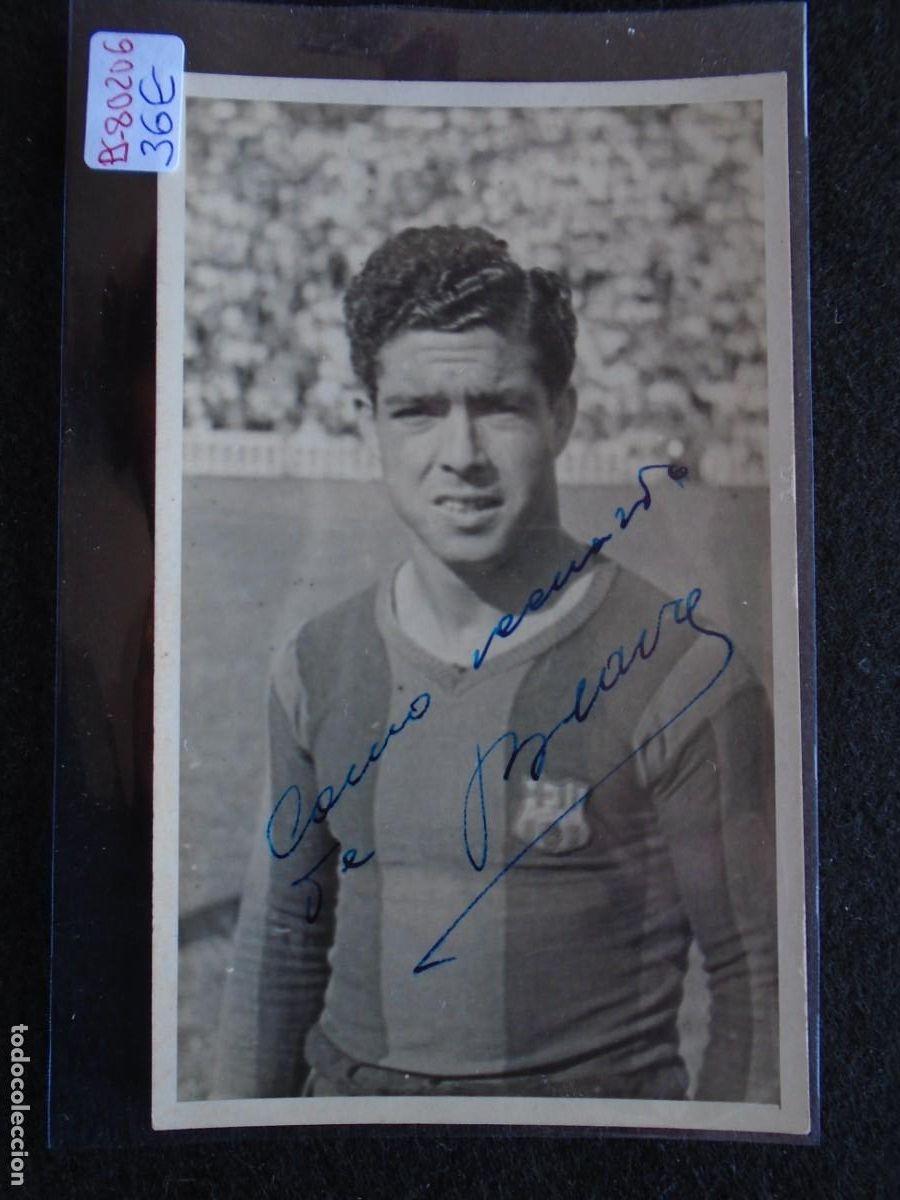Coleccionismo deportivo: (PS-80206)FOTOGRAFIA DEDICADA POR BRAVO F.C.BARCELONA A&Ntilde;OS 40-50